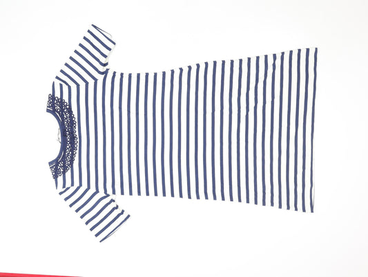 Marks and Spencer Women’s Blue Striped Crochet Shift Dress Size 12