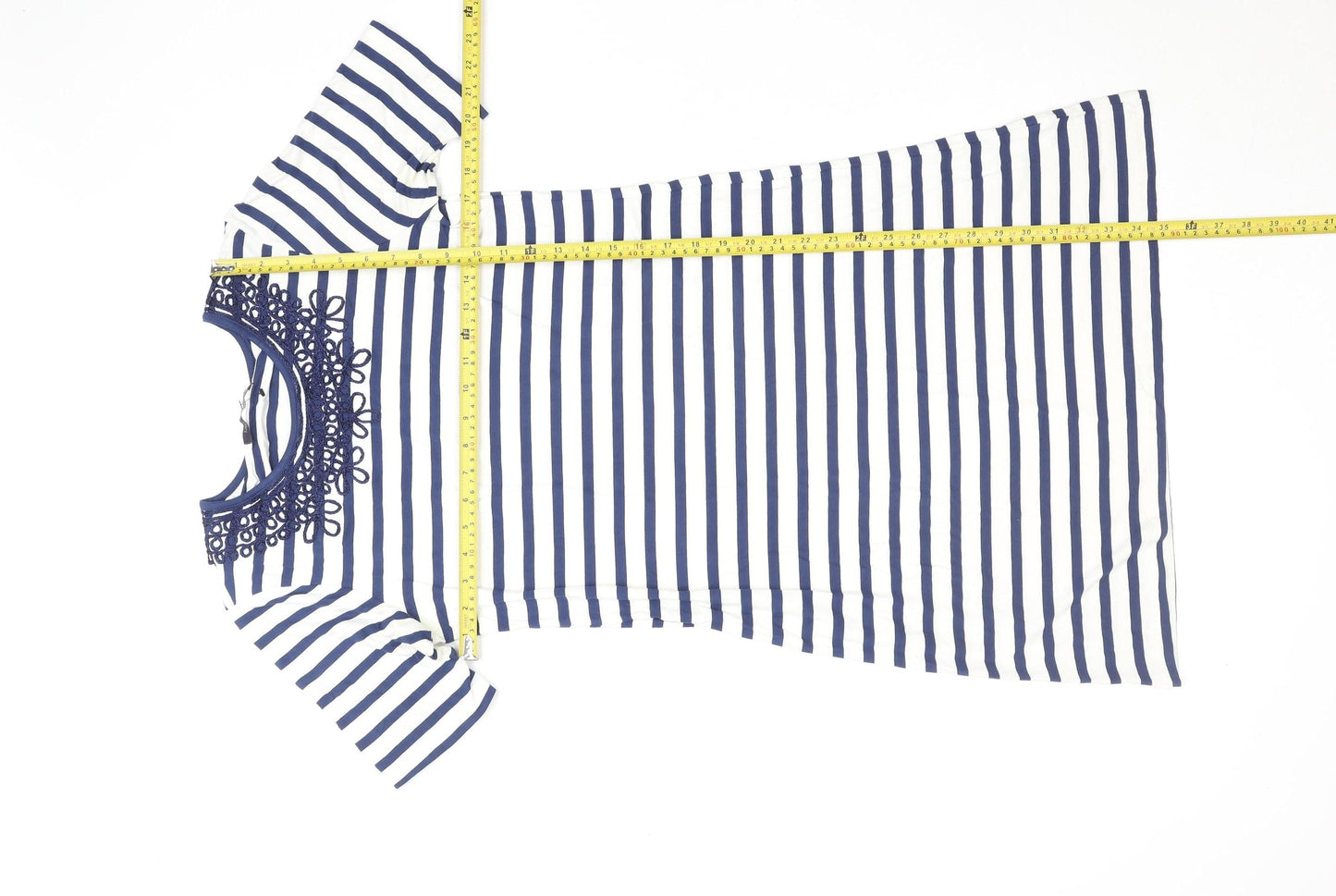 Marks and Spencer Women’s Blue Striped Crochet Shift Dress Size 12