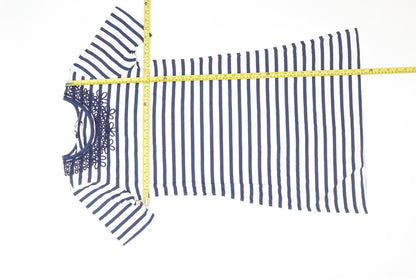 Marks and Spencer Women’s Blue Striped Crochet Shift Dress Size 12
