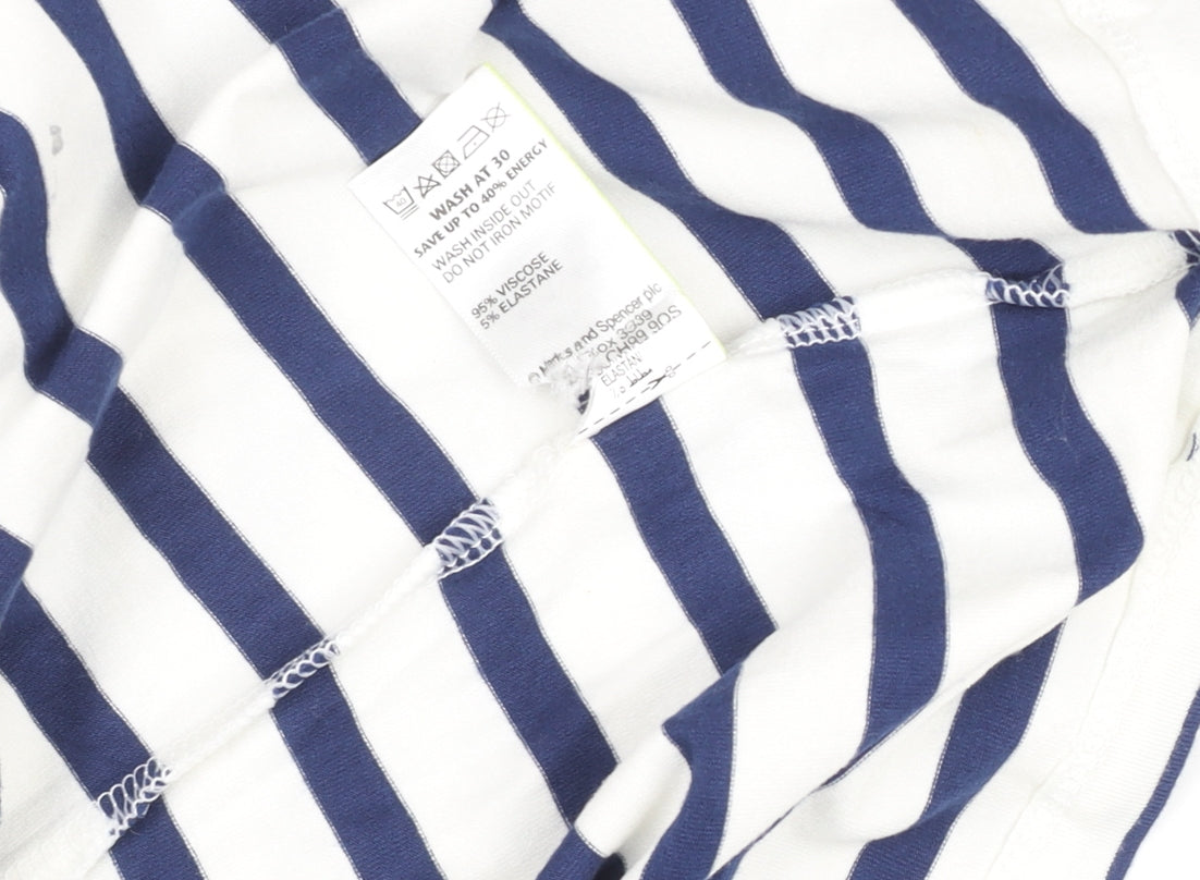 Marks and Spencer Women’s Blue Striped Crochet Shift Dress Size 12