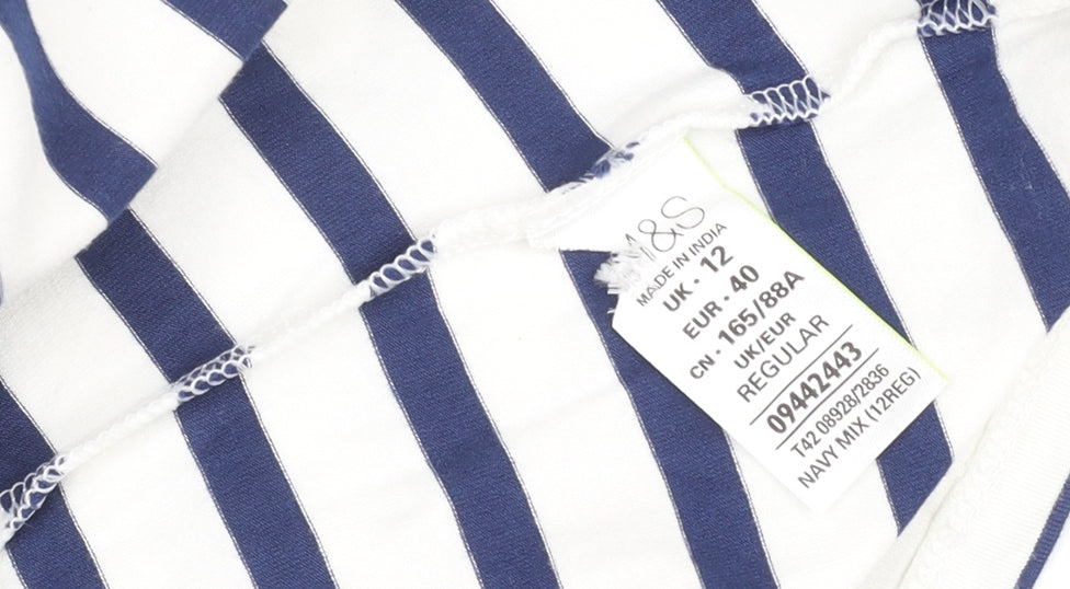 Marks and Spencer Women’s Blue Striped Crochet Shift Dress Size 12