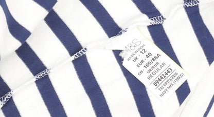 Marks and Spencer Women’s Blue Striped Crochet Shift Dress Size 12