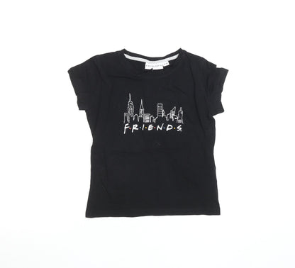 Girls UK Size 9-10 Years Friends Black Basic T-Shirt