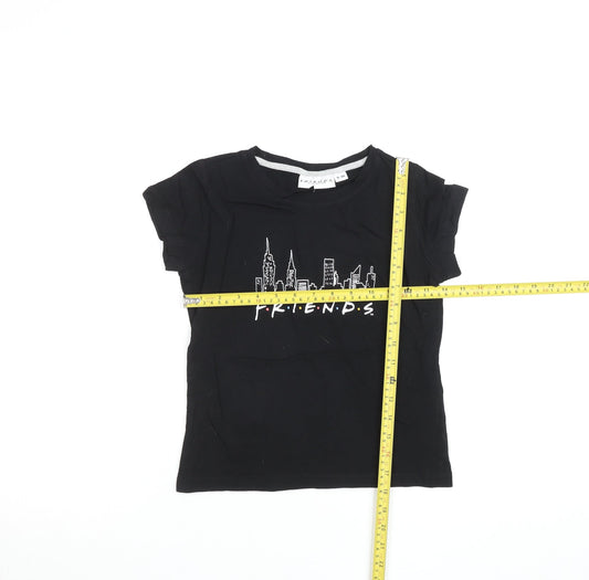 Girls UK Size 9-10 Years Friends Black Basic T-Shirt