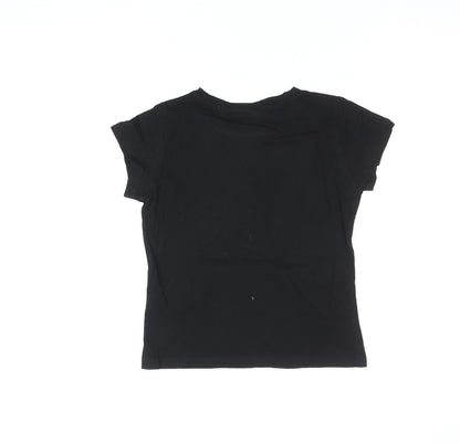 Girls UK Size 9-10 Years Friends Black Basic T-Shirt
