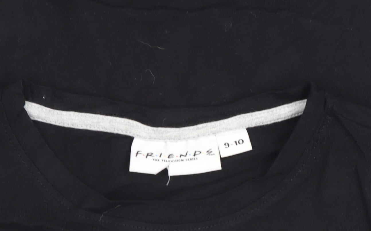 Girls UK Size 9-10 Years Friends Black Basic T-Shirt