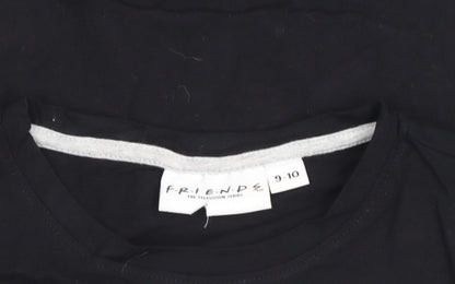 Girls UK Size 9-10 Years Friends Black Basic T-Shirt