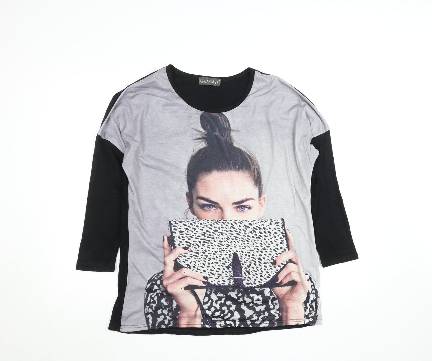 Womens UK Size M Urban Mist Black Jersey T-Shirt
