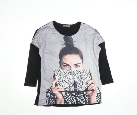 Womens UK Size M Urban Mist Black Jersey T-Shirt