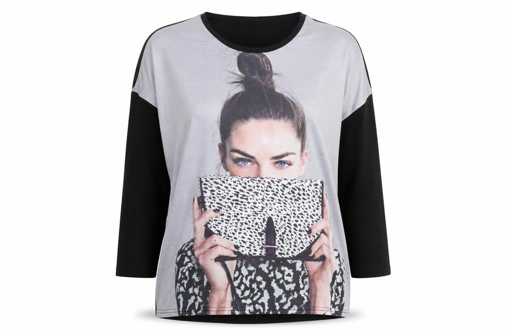 Womens UK Size M Urban Mist Black Jersey T-Shirt
