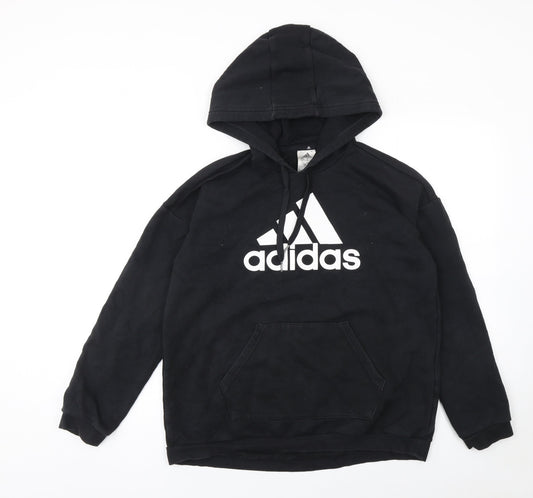 Adidas Women Black Small Pullover Hoodie Sweatshirt Cotton Logo