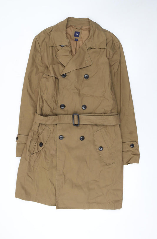Gap Women’s Brown Cotton Trench Coat M Belted Mid-Length Classic
