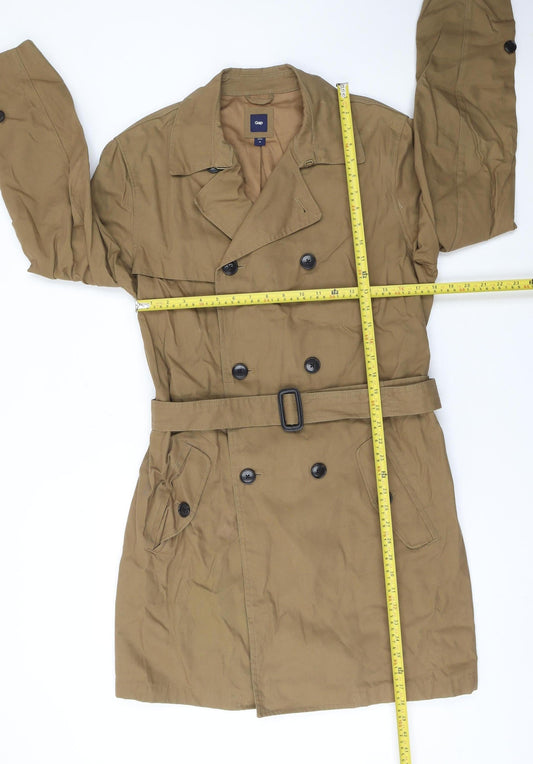 Gap Women’s Brown Cotton Trench Coat M Belted Mid-Length Classic