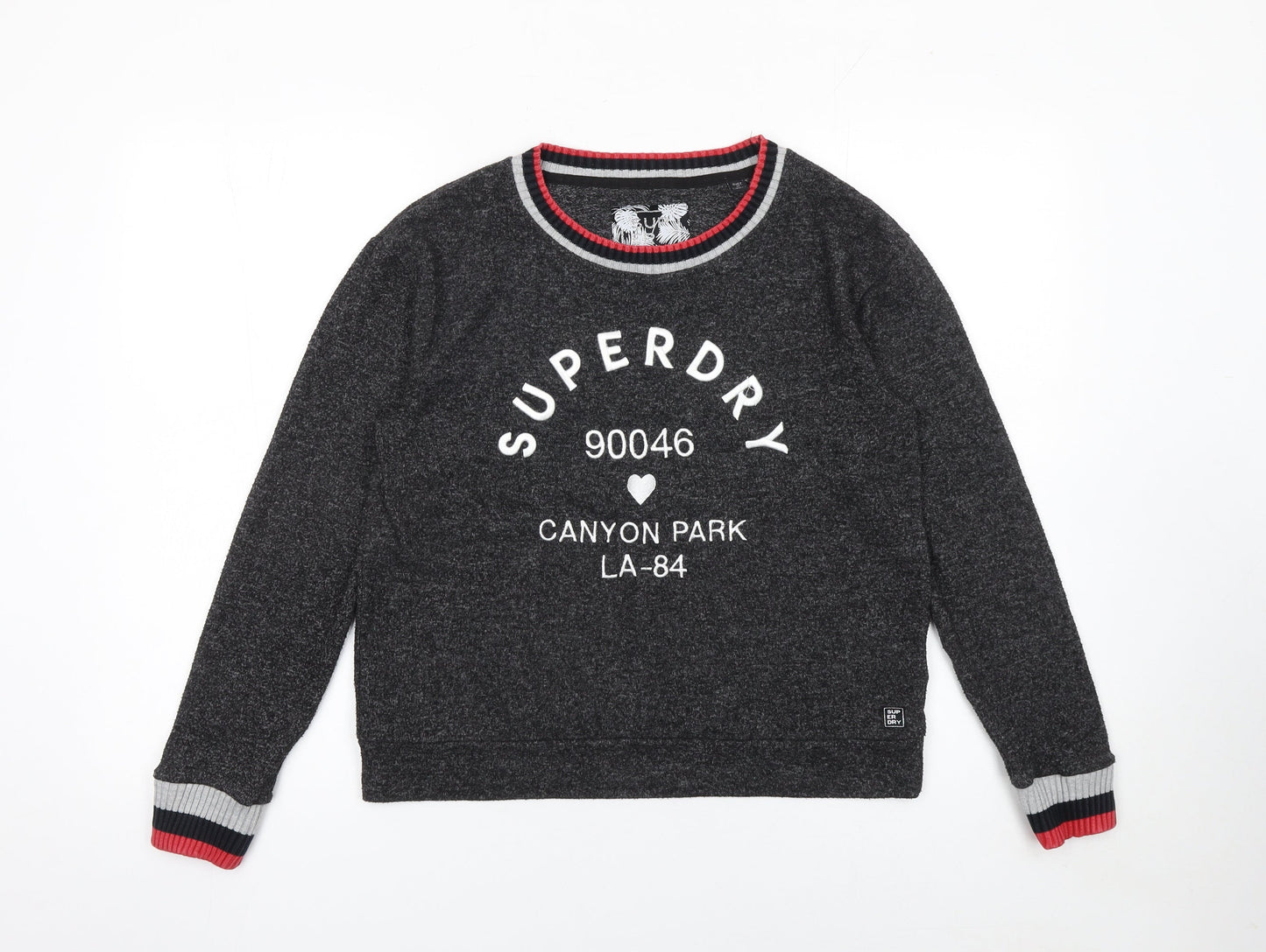 Superdry Womens Grey Crew Neck Sweatshirt Size 10 Regular Fit