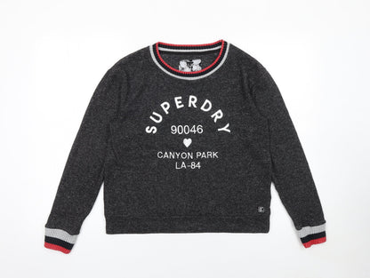 Superdry Womens Grey Crew Neck Sweatshirt Size 10 Regular Fit