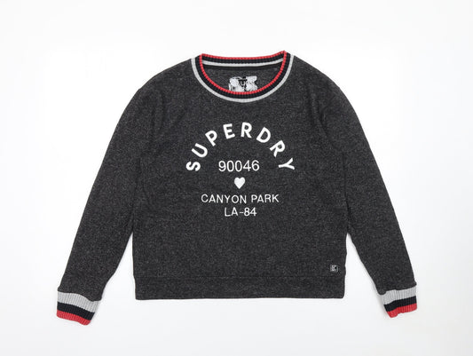 Superdry Womens Grey Crew Neck Sweatshirt Size 10 Regular Fit