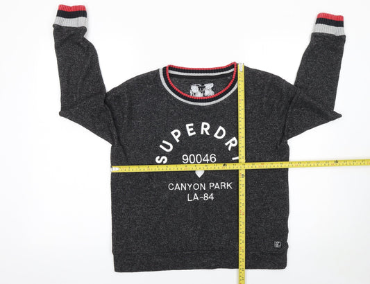 Superdry Womens Grey Crew Neck Sweatshirt Size 10 Regular Fit