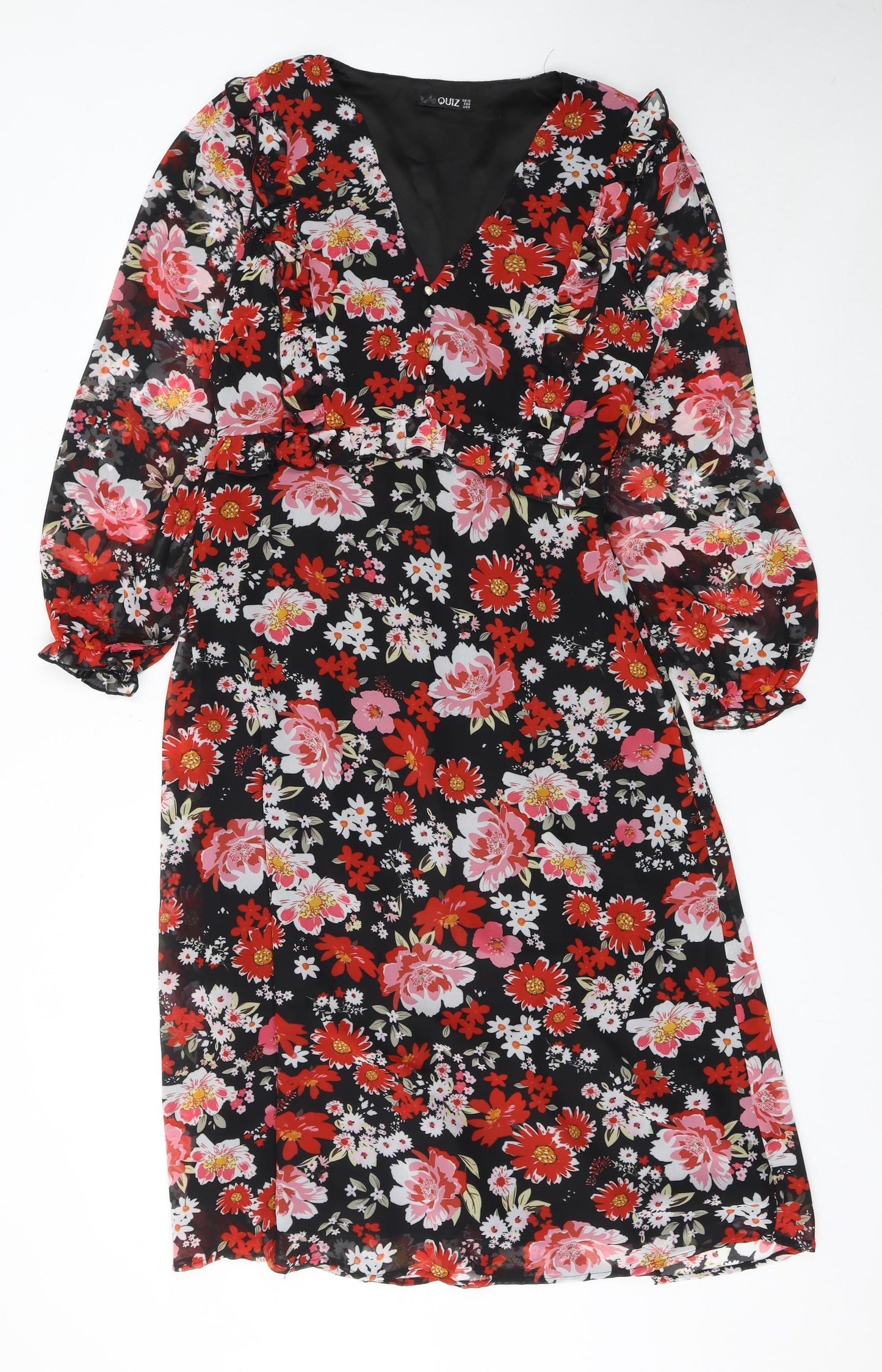 Quiz Women’s Multicoloured Floral Midi Wrap Dress Size 12