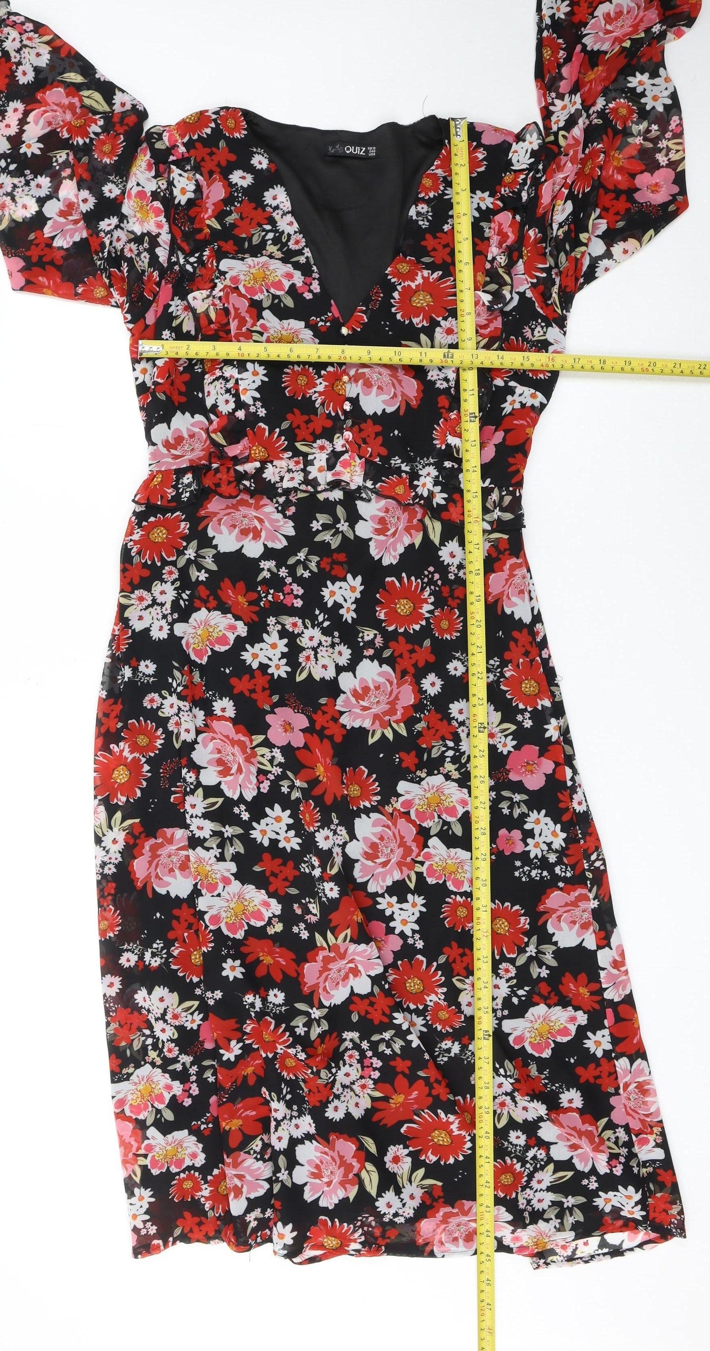 Quiz Women’s Multicoloured Floral Midi Wrap Dress Size 12