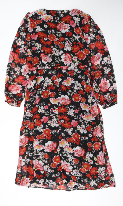 Quiz Women’s Multicoloured Floral Midi Wrap Dress Size 12