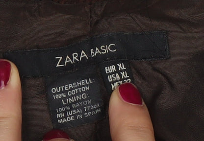 Zara Basic Women Brown Corduroy Blazer Jacket XL Classic Cotton