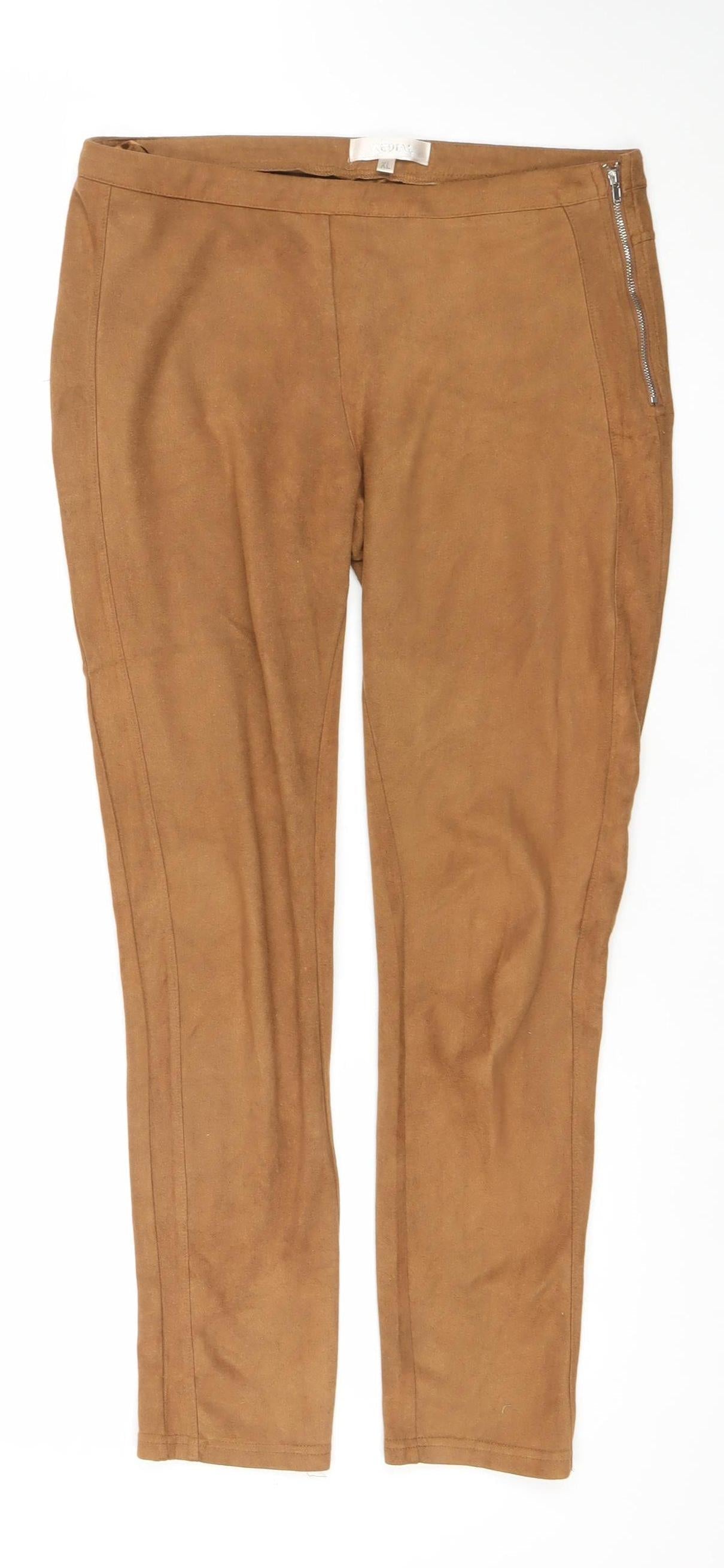 Womens UK Size XL Redial Slim Fit Casual Travel Brown Trousers