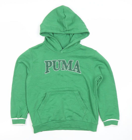 Boys UK Size 7-8 Years PUMA Green Pullover Hoodie
