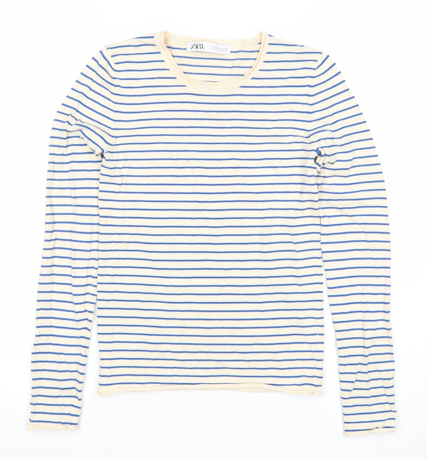 Womens UK Size S Zara Beige Basic T-Shirt