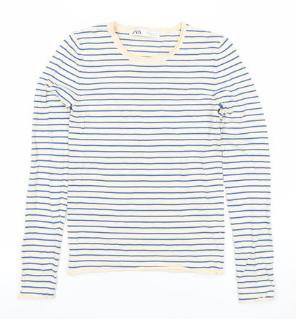 Womens UK Size S Zara Beige Basic T-Shirt
