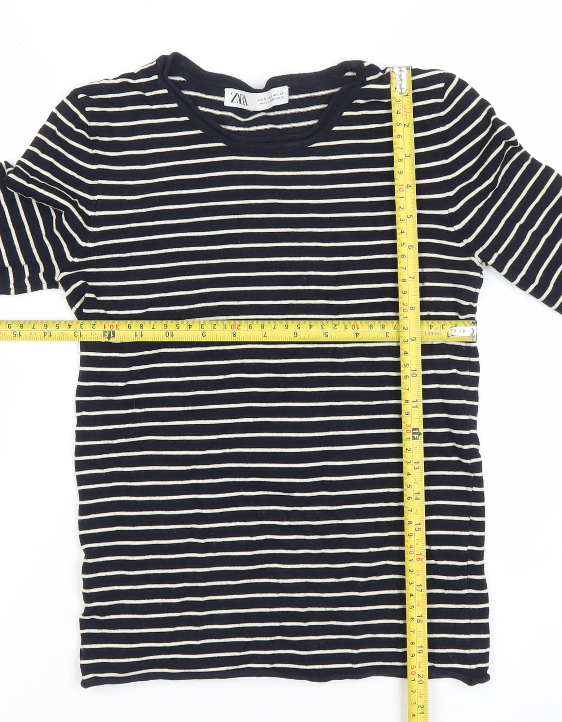 Womens UK Size XS Zara Black Basic T-Shirt