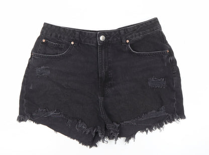 Primark Denim Co. Women Black Size 16 High Rise Cut-Off Denim Shorts