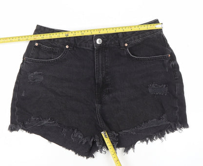 Primark Denim Co. Women Black Size 16 High Rise Cut-Off Denim Shorts