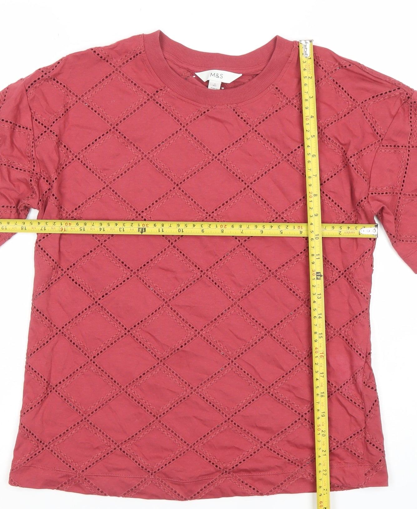 Womens UK Size 6 Marks and Spencer Red Basic T-Shirt