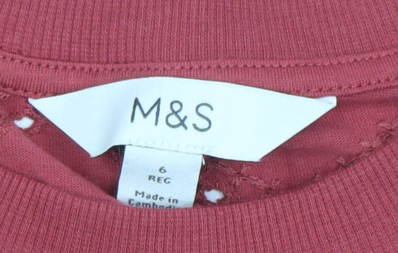Womens UK Size 6 Marks and Spencer Red Basic T-Shirt
