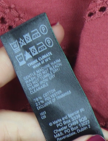 Womens UK Size 6 Marks and Spencer Red Basic T-Shirt