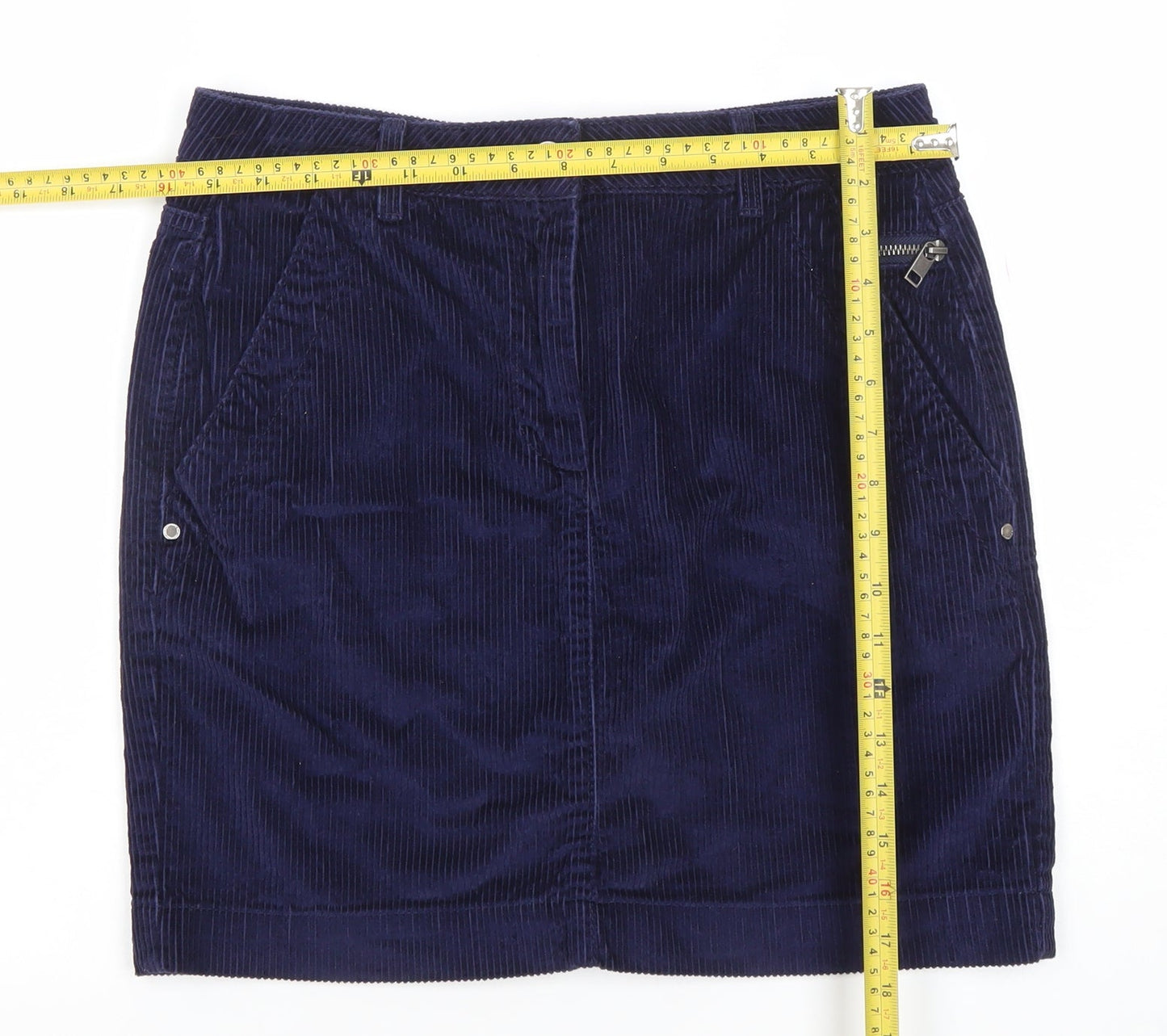 Next Women Blue Corduroy Short Pencil Skirt Size 10