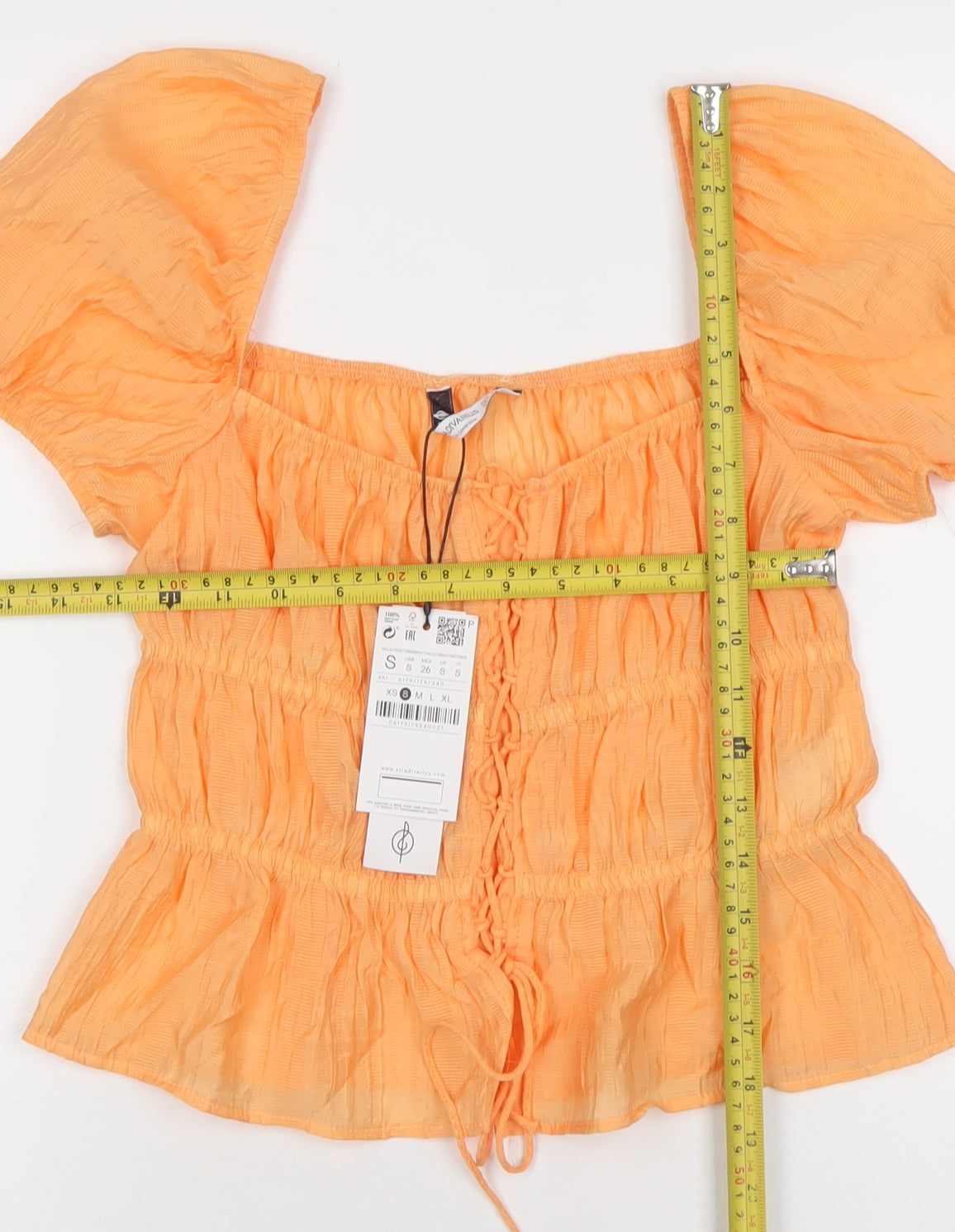Womens UK Size S Stradivarius Orange Tunic Blouse