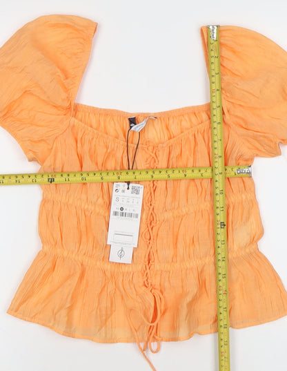 Womens UK Size S Stradivarius Orange Tunic Blouse