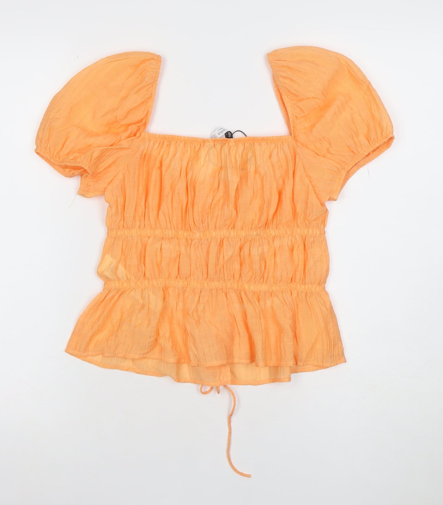 Womens UK Size S Stradivarius Orange Tunic Blouse