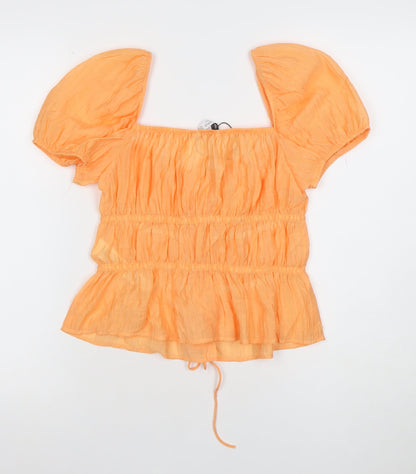 Womens UK Size S Stradivarius Orange Tunic Blouse