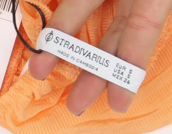 Womens UK Size S Stradivarius Orange Tunic Blouse