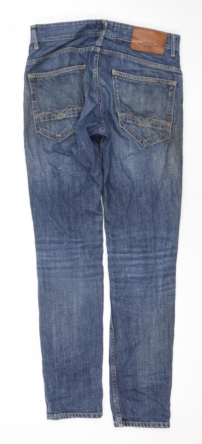 Mens UK Size M Replay Regular Fit Straight Blue Jeans