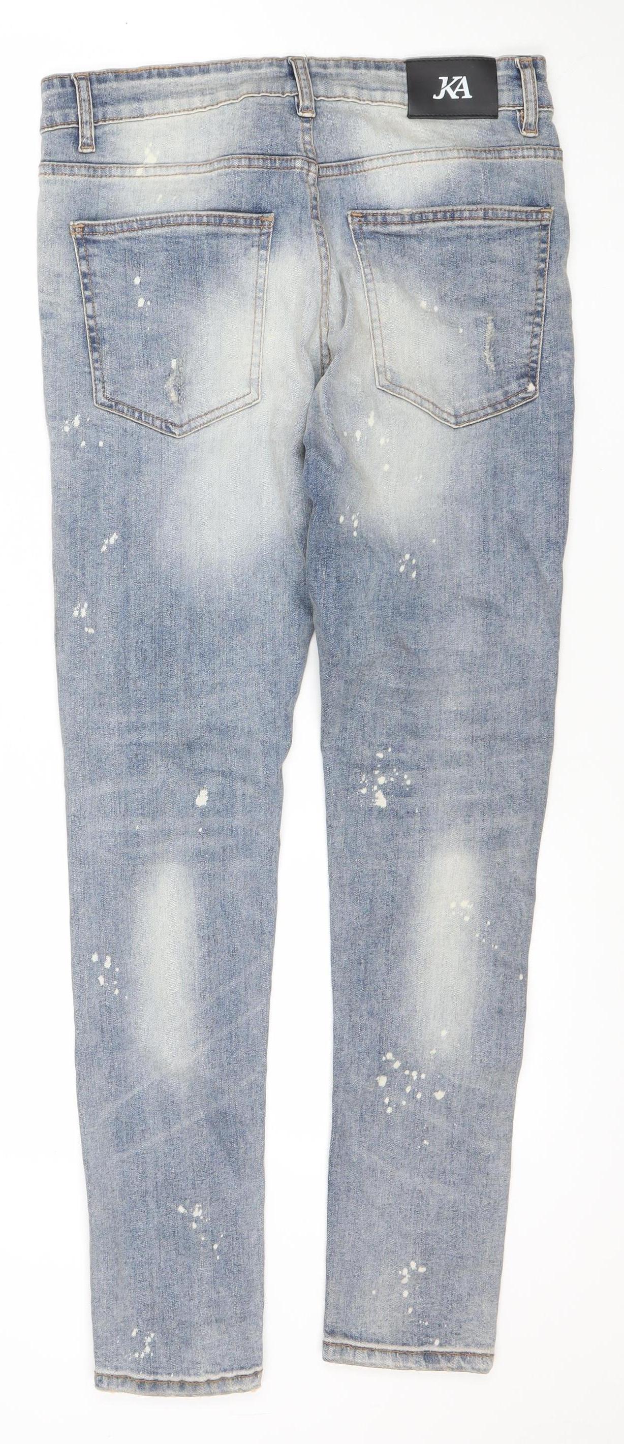 JK Attire Men’s Blue Light Wash Distressed Skinny Jeans 32R