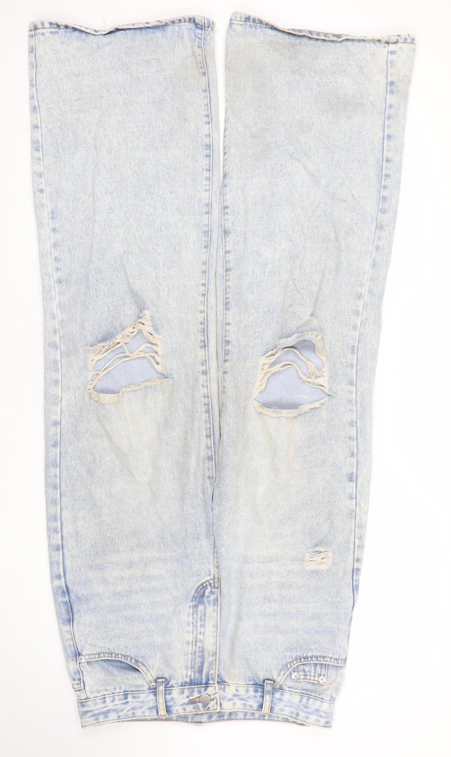 SHEIN Women’s Blue Distressed Wide-Leg Denim Jeans Size 10