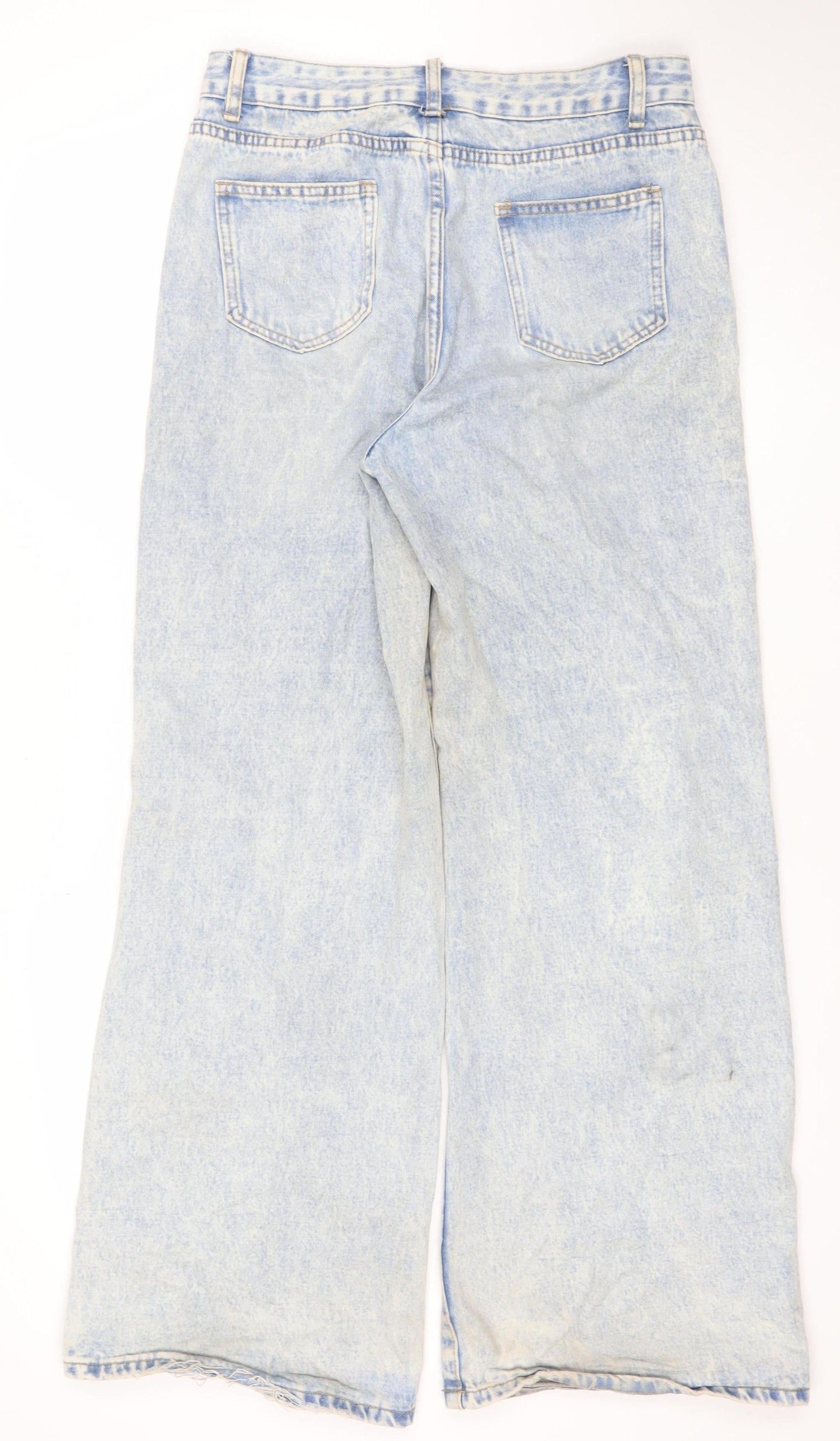 SHEIN Women’s Blue Distressed Wide-Leg Denim Jeans Size 10