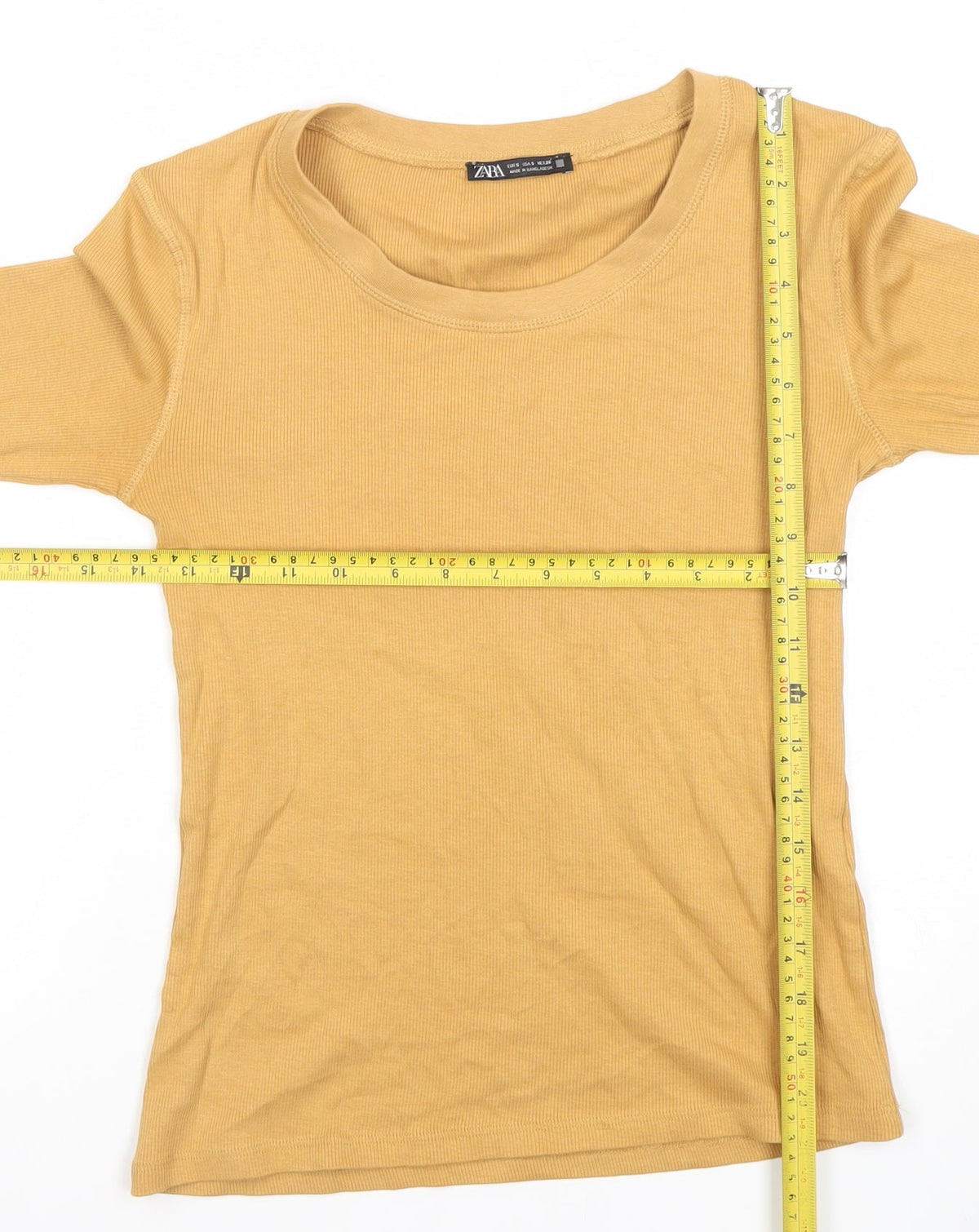 Womens UK Size S Zara Beige Basic T-Shirt
