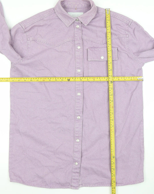 Noisy May Women's Purple Cotton Denim Shacket XS