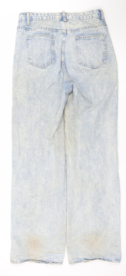 SHEIN Womens Blue Distressed Straight Leg Denim Jeans Size 10