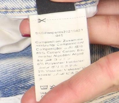 SHEIN Womens Blue Distressed Straight Leg Denim Jeans Size 10