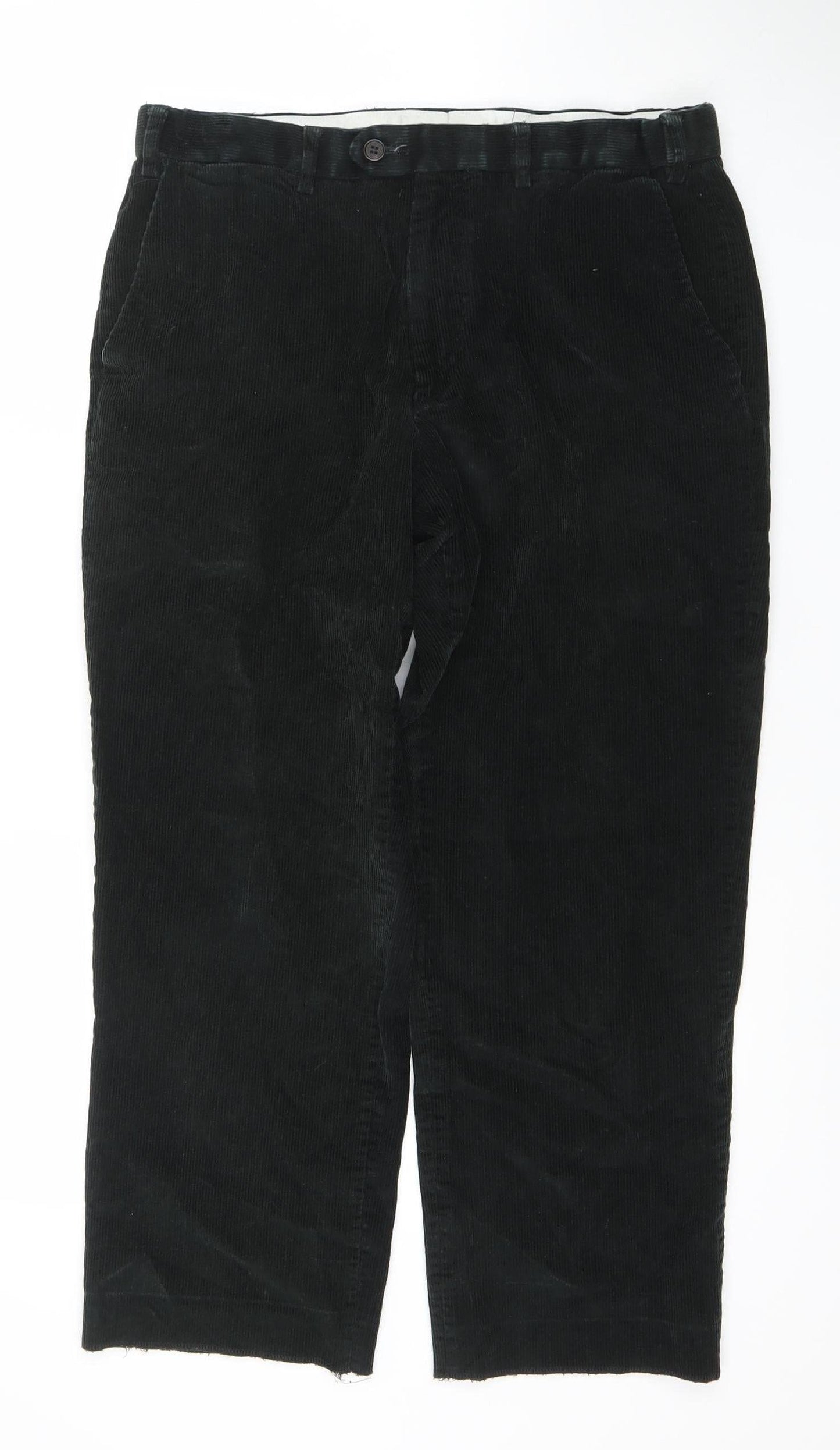 Marks and Spencer Men's Black Corduroy Trousers 34W 29L Regular Fit